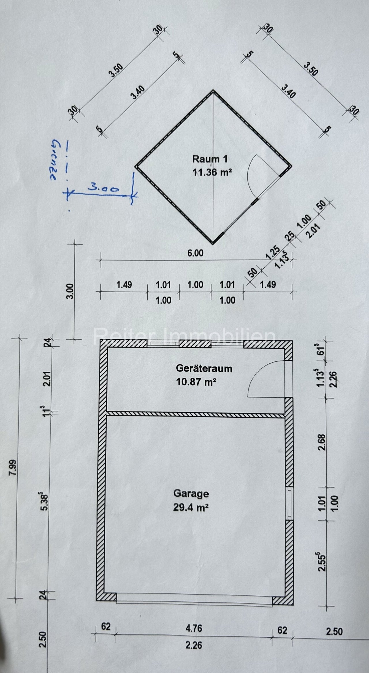 Grundriss Garage und Gartenhütte